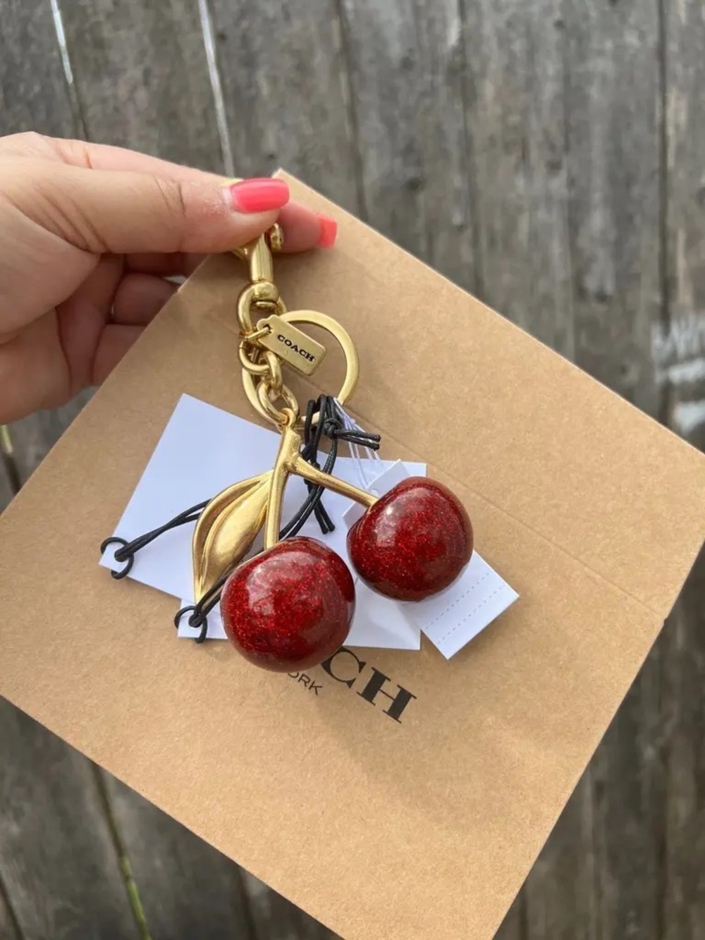 Coach Red Cherry Bag Charm with Gold-Tone Hardware - Picture 1 of 4